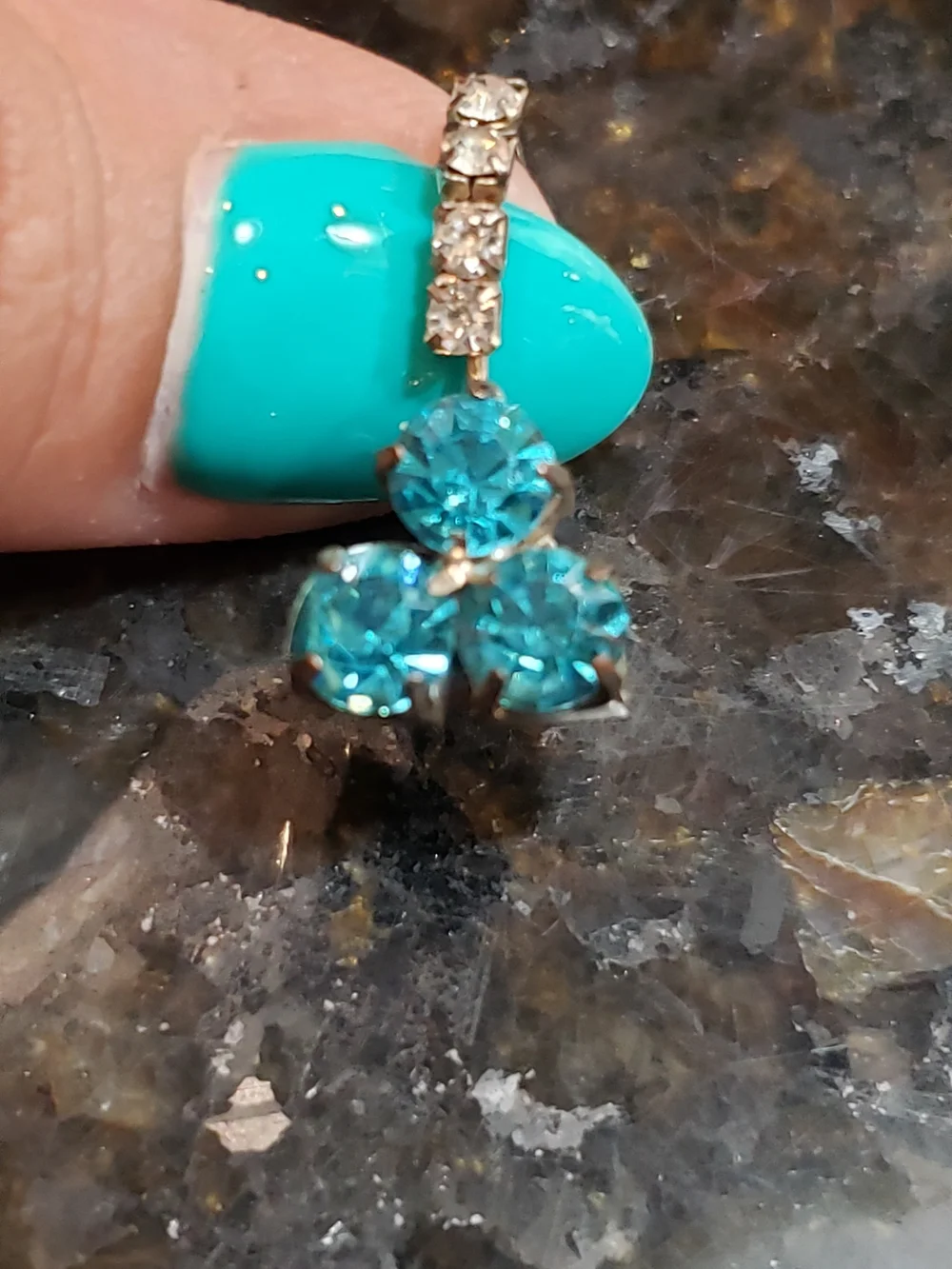 Vintage Aqua-blue Glass Drop Earrings